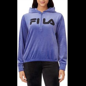 NWOT Fila Soft Velour Quarter Zip Hoodie in Purple-Blue
